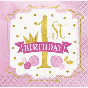 16 servietten 1st birthday rosa und gold