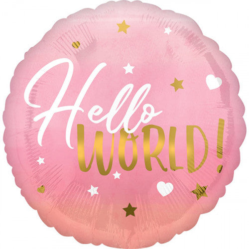 Folienballon 45 cm Hello World Rosa