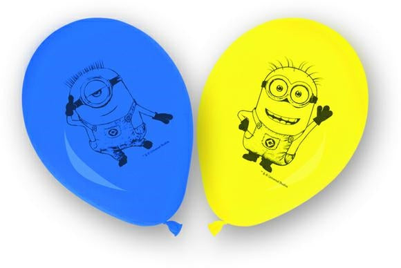8 Luftballon Minions gelb und blau