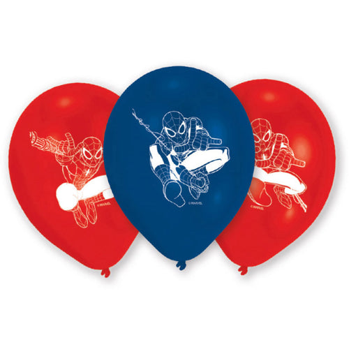 6 luftballon spiderman rot und blau