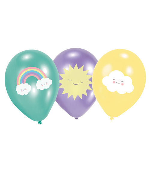 6 luftballon rainbow pastell