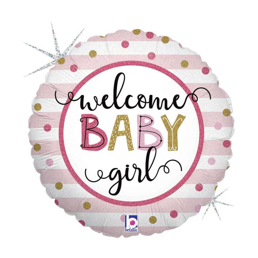Folienballon 45 cm Welcome Baby Girl