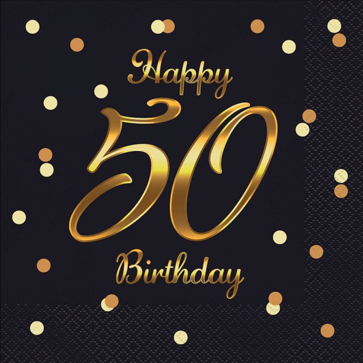 20 servietten schwarz und gold 50 th birthday