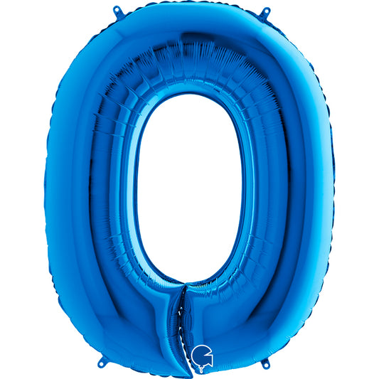 Folienballon Zahl 0 Blau 100 cm