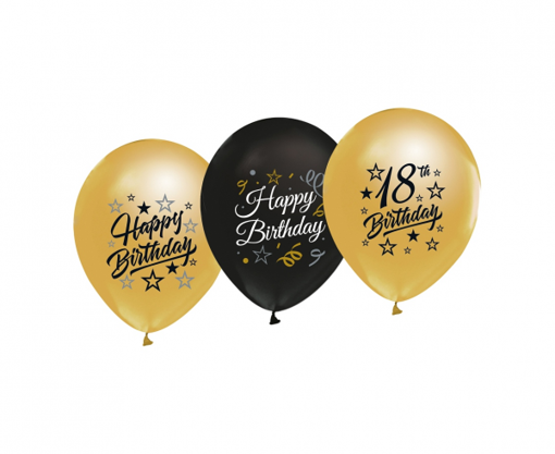 5 luftballon 18th birthday schwarz und gold