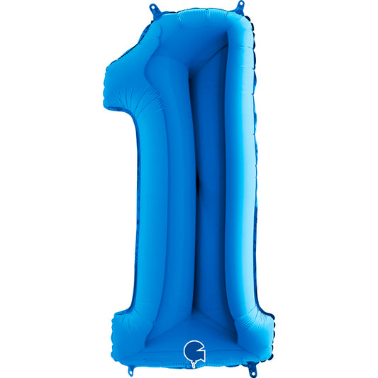 Folienballon Zahl 1 Blau 100 cm