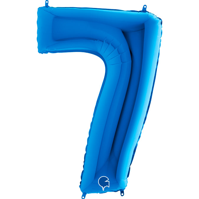 Folienballon Zahl 7 Blau 100 cm