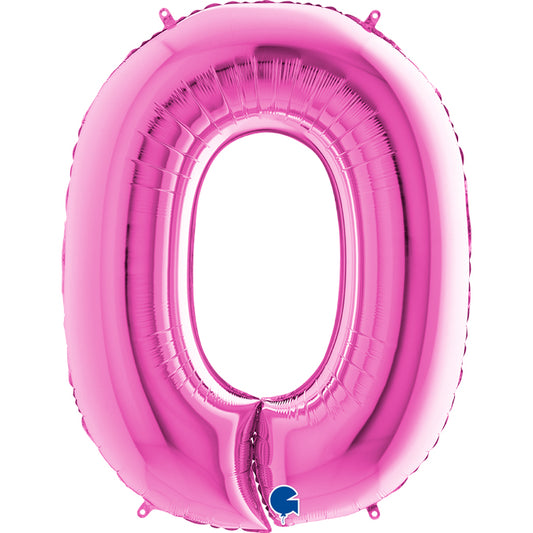 Folienballon Zahl 0 Pink 100 cm