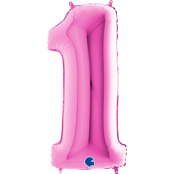 Folienballon Zahl 1 Pink 100 cm