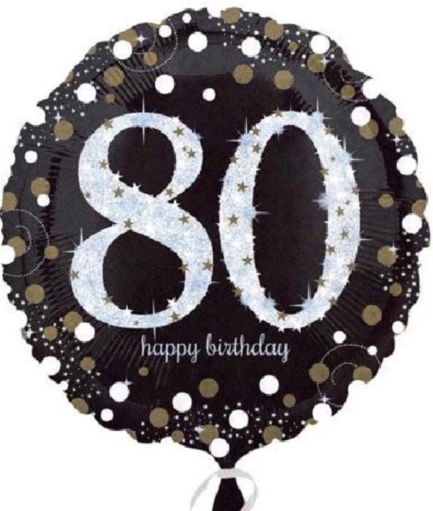 Folienballon 45 cm 80th birthday sparkling