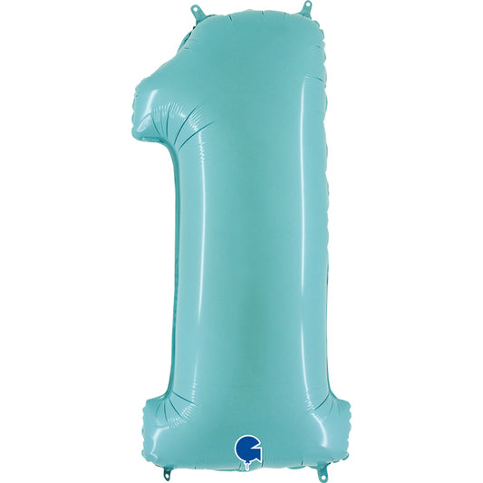 Folienballon Zahl 1 Pastell Blau 100 cm