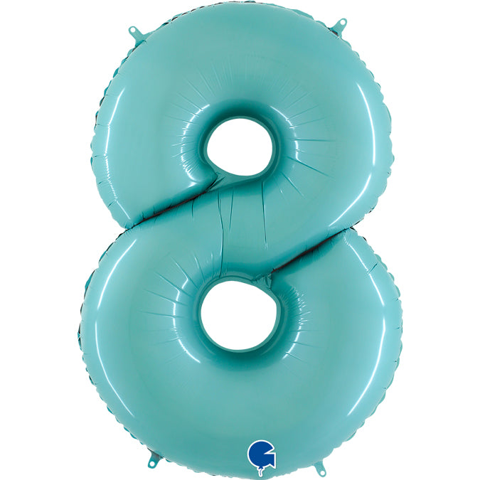 Folienballon Zahl 8 Pastell Blau 100 cm