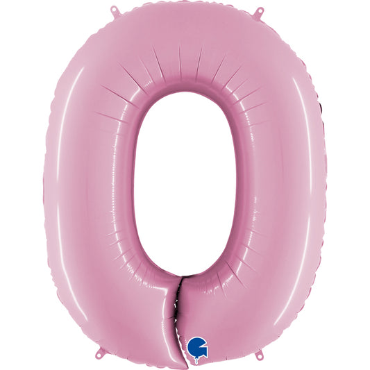 Folienballon Zahl 0 Pastell Pink 100 cm