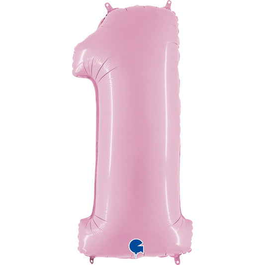 Folienballon Zahl 1 Pastell Pink 100 cm