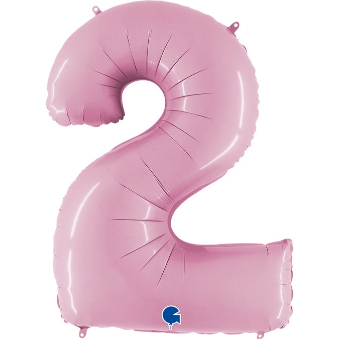 Folienballon Zahl 2 Pastell Pink 100 cm