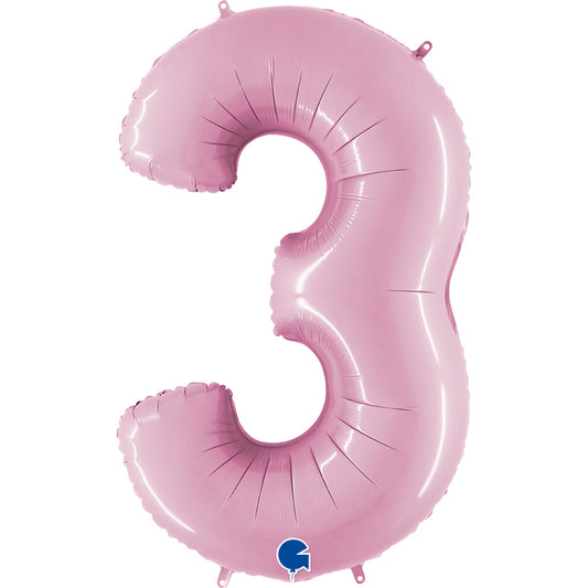 Folienballon Zahl 3 Pastell Pink 100 cm