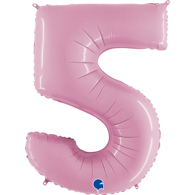 Folienballon Zahl 5 Pastell Pink 100 cm