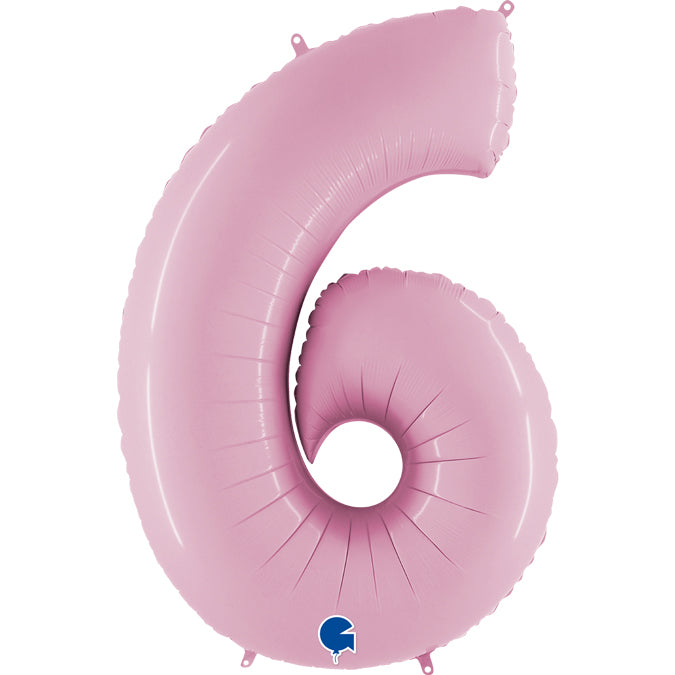 Folienballon Zahl 6 Pastell Pink 100 cm