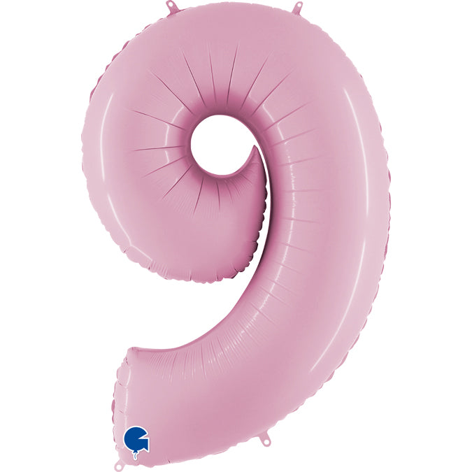 Folienballon Zahl 9 Pastell Pink 100 cm