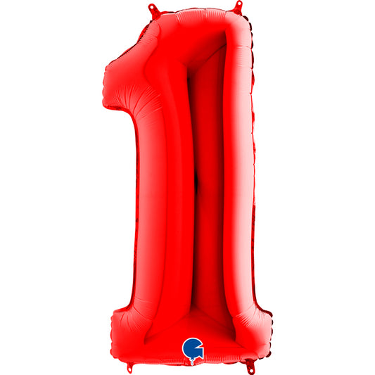 Folienballon Zahl 1 Rot 100 cm
