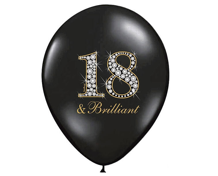 6 luftballon 18th birthday schwarz und gold