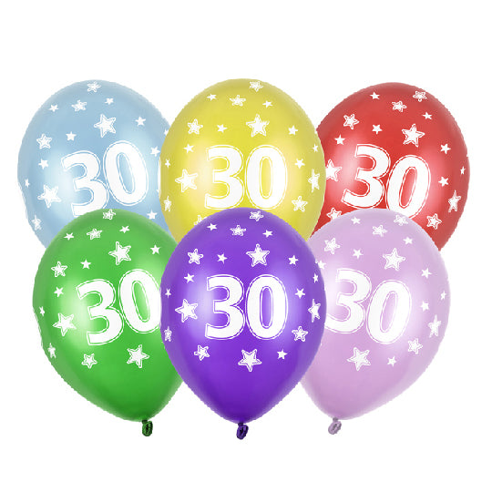 6 luftballon 30th birthday farbige