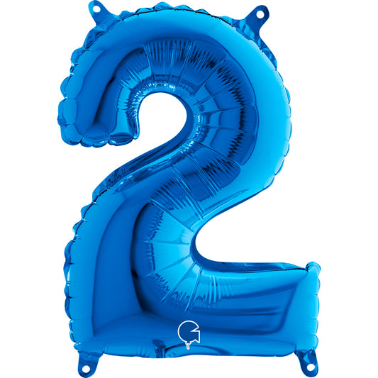 Folienballon Zahl 2 Blau 35 cm