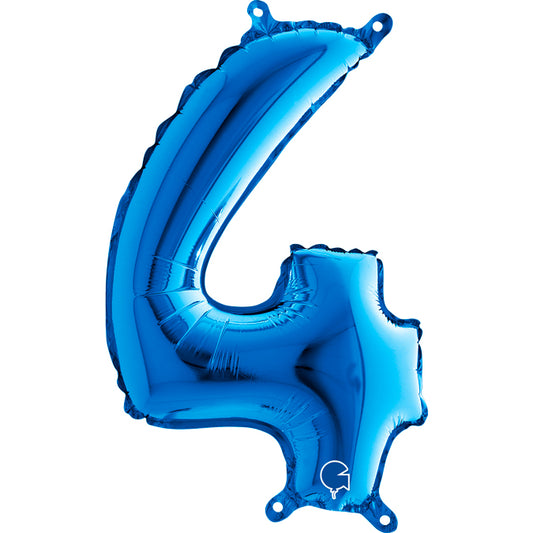 Folienballon Zahl 4 Blau 35 cm