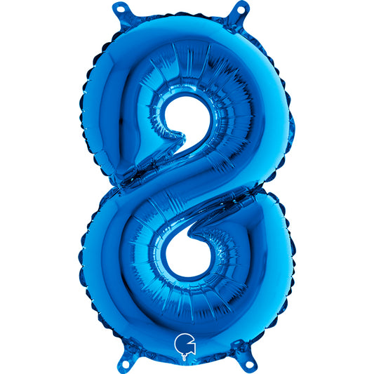 Folienballon Zahl 8 Blau 35 cm