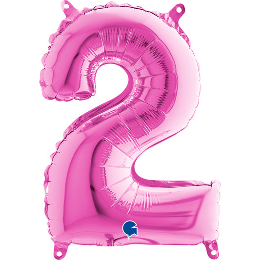 Folienballon Zahl 2 Pink 35 cm