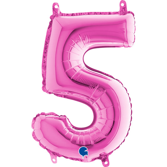 Folienballon Zahl 5 Pink 35 cm