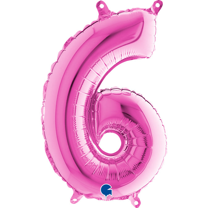 Folienballon Zahl 6 Pink 35 cm