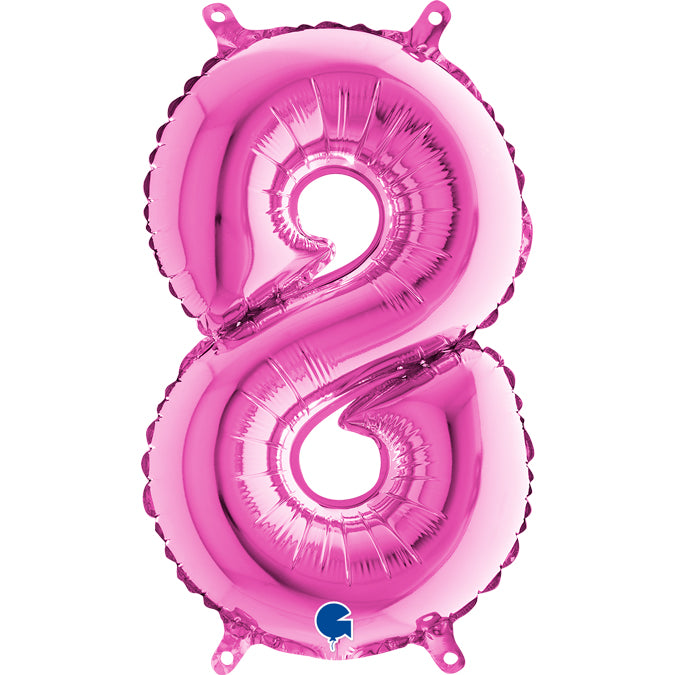 Folienballon Zahl 8 Pink 35 cm