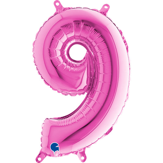 Folienballon Zahl 9 Pink 35 cm