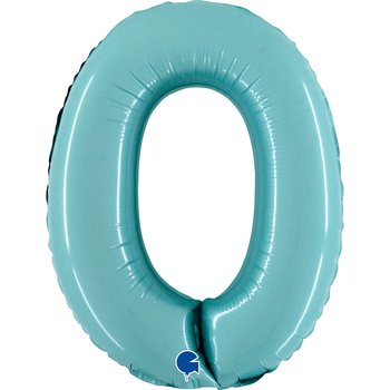 Folienballon Zahl 0 Pastell blau 35 cm