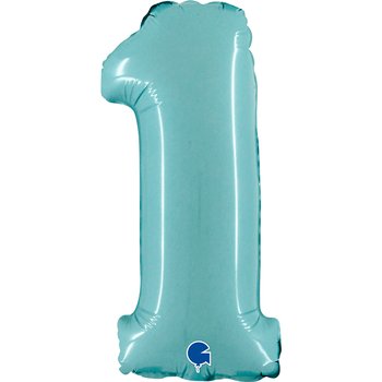 Folienballon Zahl 1 Pastell blau 35 cm