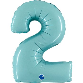 Folienballon Zahl 2 Pastell blau 35 cm