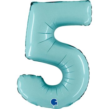Folienballon Zahl 5 Pastell blau 35 cm