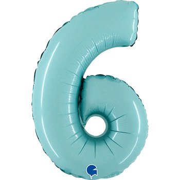 Folienballon Zahl 6 Pastell blau 35 cm
