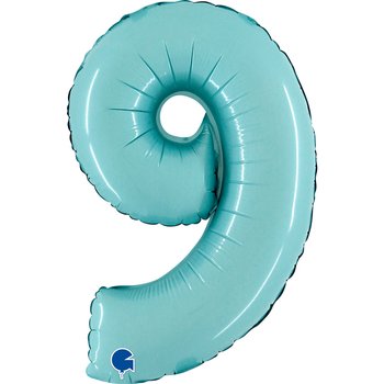 Folienballon Zahl 9 Pastell blau 35 cm
