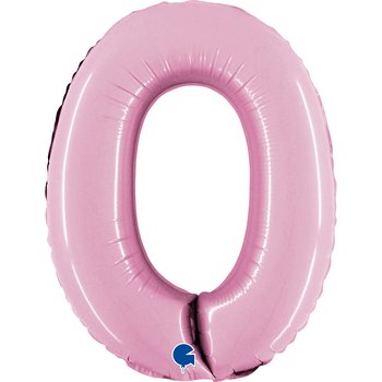 Folienballon Zahl 0 Pastell Pink 35 cm
