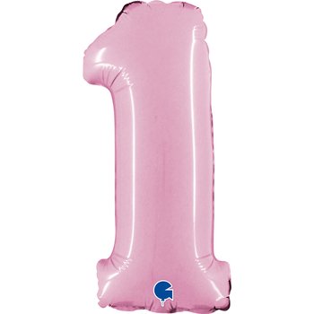 Folienballon Zahl 1 Pastell Pink 35 cm