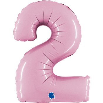 Folienballon Zahl 2 Pastell Pink 35 cm
