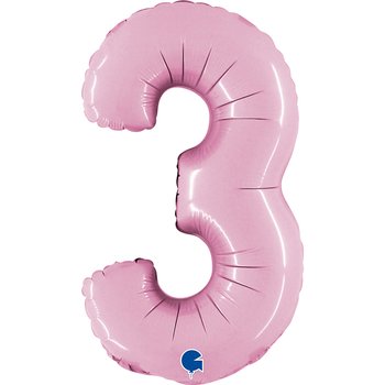 Folienballon Zahl 3 Pastell Pink 35 cm