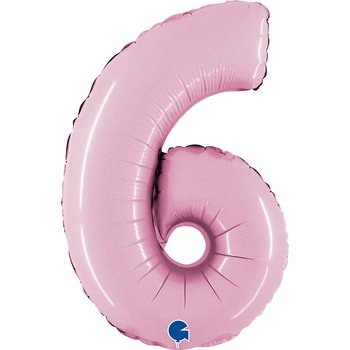 Folienballon Zahl 6 Pastell Pink 35 cm