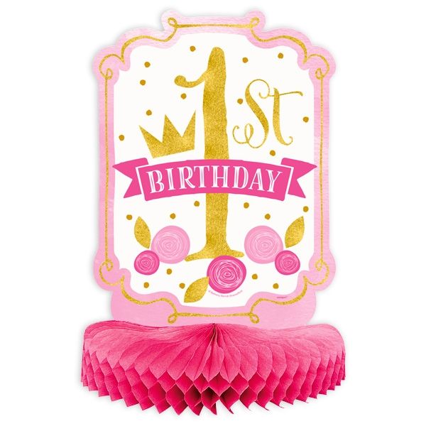 Tischdeko 1st birthday rosa und gold 35 cm