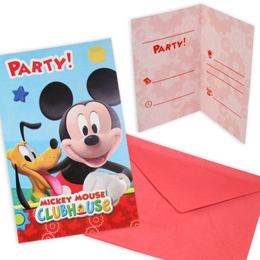 6 einladungskarte mit 6 umschlage Mickey Mouse