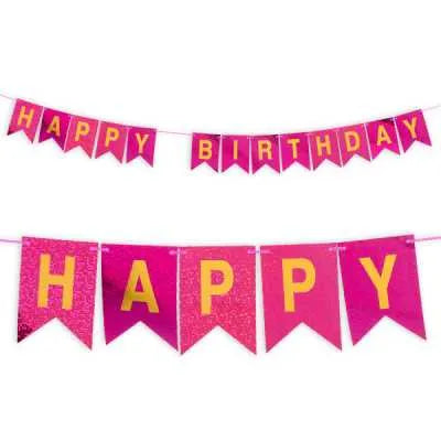 Happy birthday Girlande Sparkling Pink