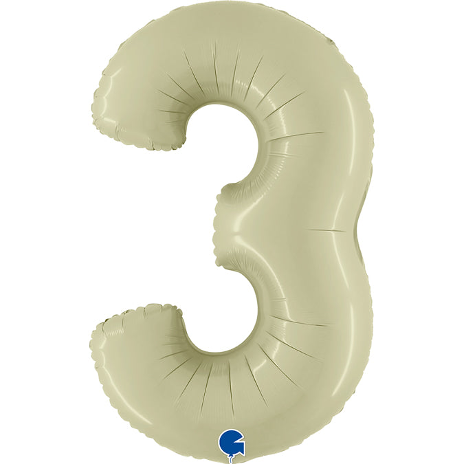 Folienballon Zahl 3 Pastell Olivgrün 100 cm