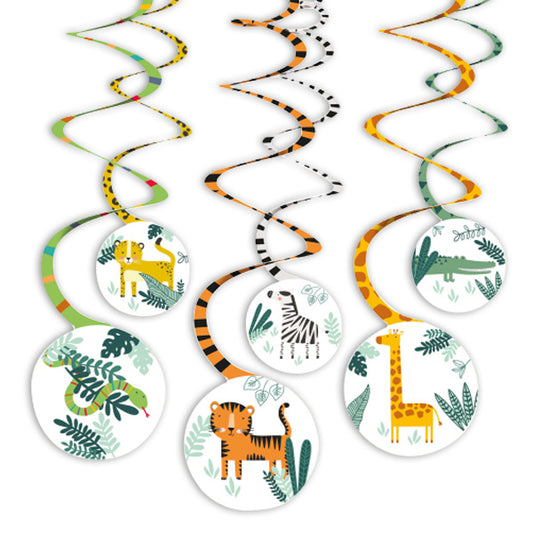 6 spiral deko Dschungel Tiere